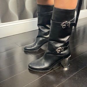 FENDI black leather boots size 38